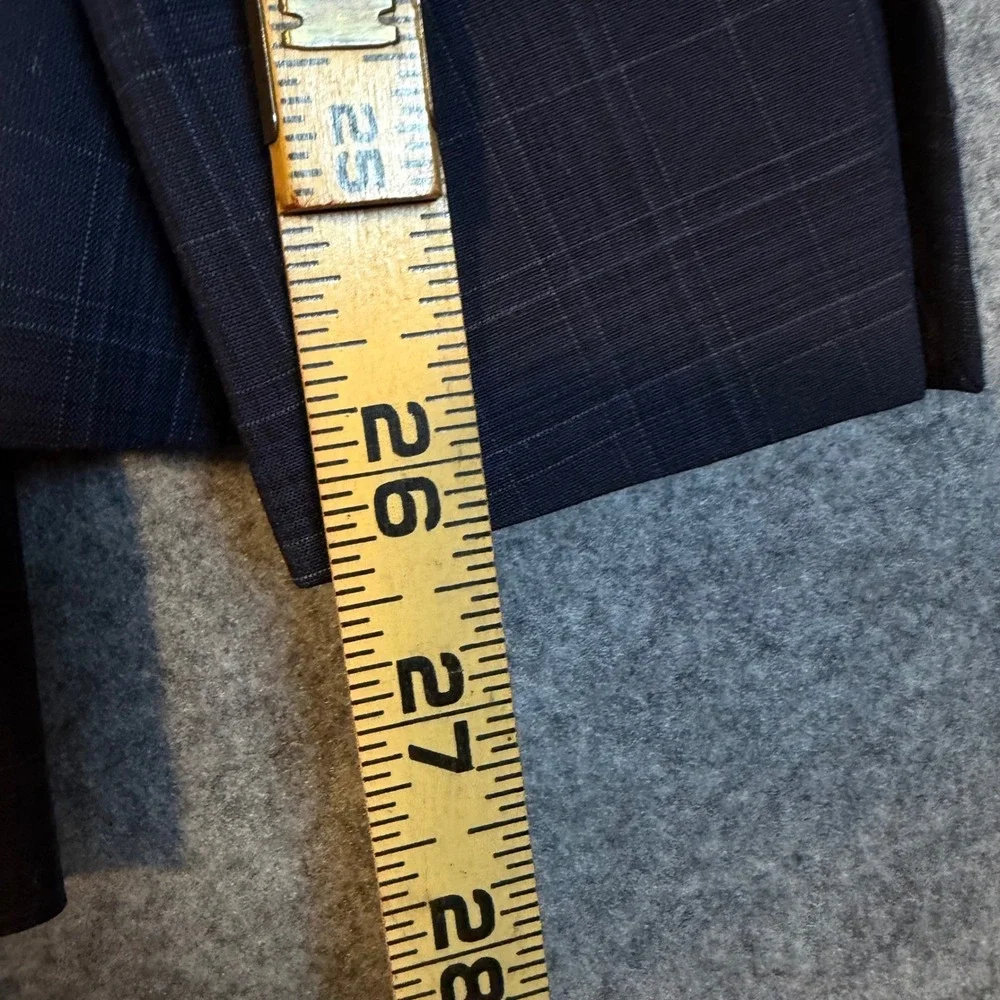 DKNY Duran Mens Navy Blue Plaid Modern Fit 2 Piece Suit 46R 39W DNUR217W0356
